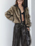 Vintage Black Faux Fur Ribbed Short Jacket