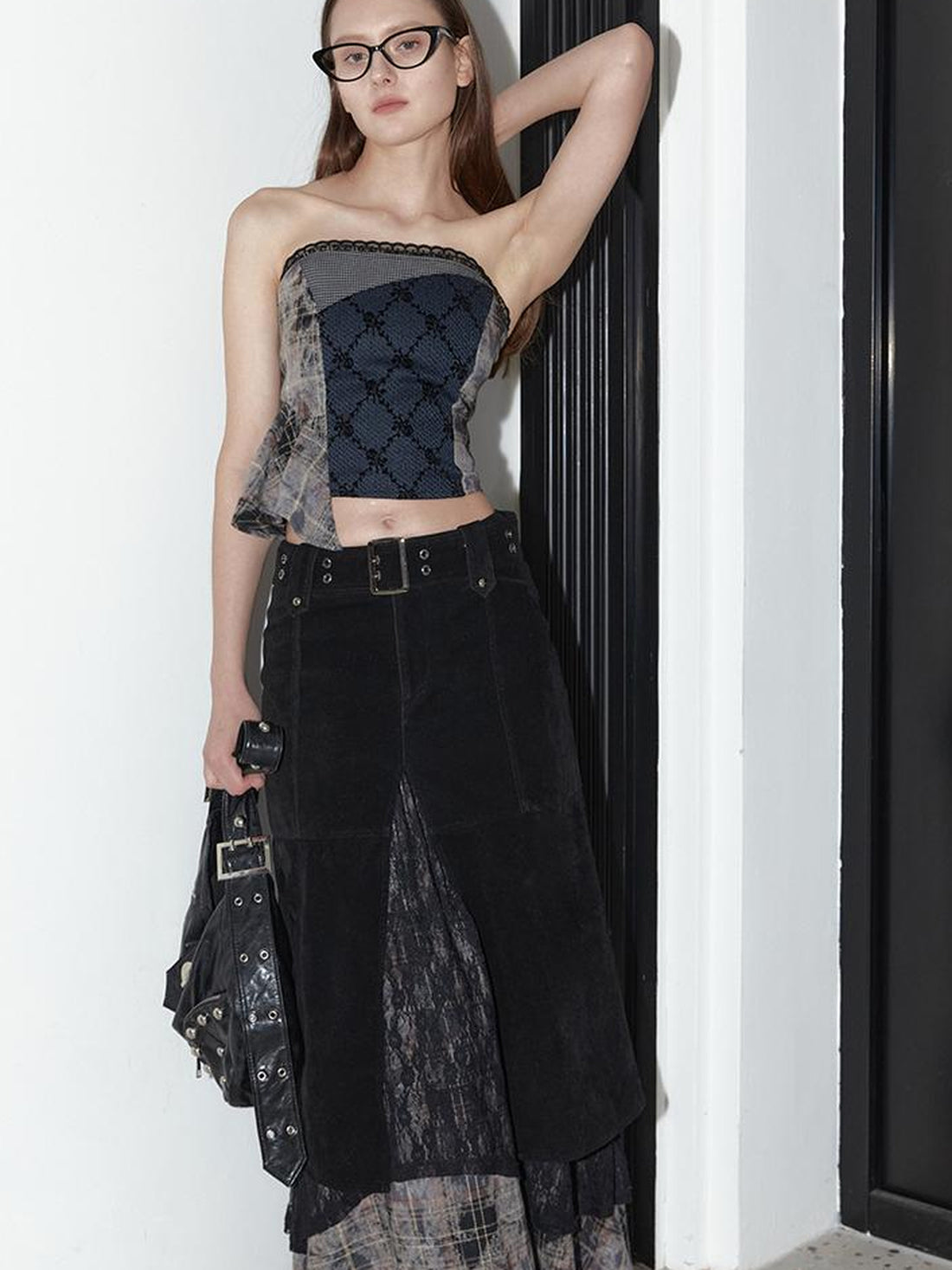 2th Desire Vintage Black Lace Asymmetrical Midi Skirt