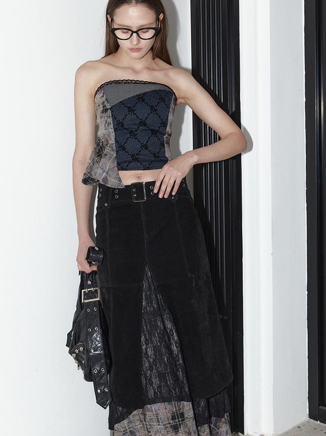2th Desire Vintage Black Lace Asymmetrical Midi Skirt