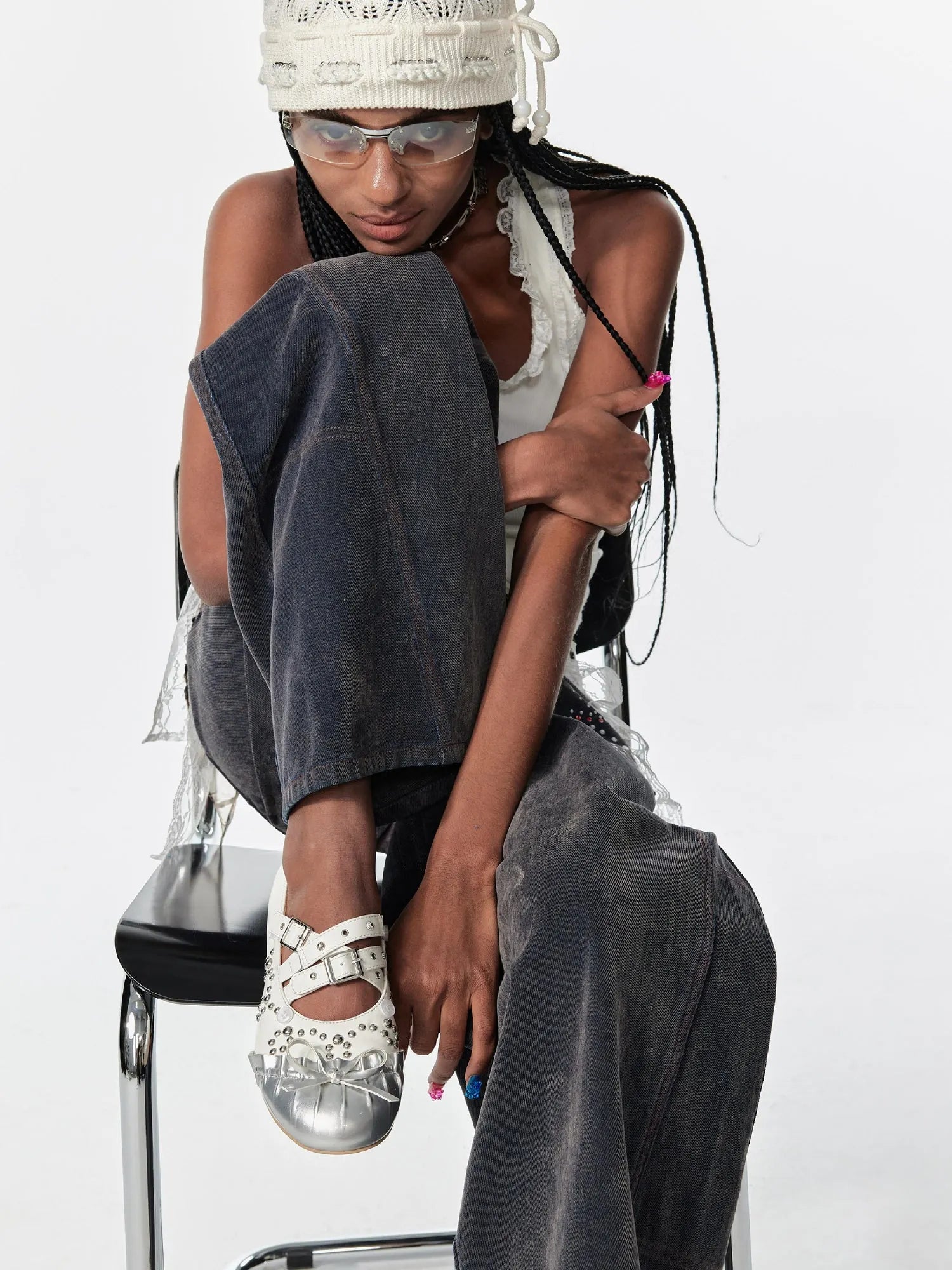 Vintage Bow Mary Jane Ballet Flats With Detachable Sock