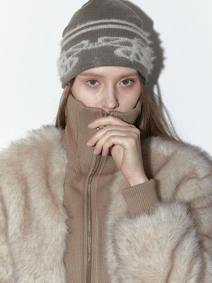 2th Desire Vintage Cable Knit Beanie With Earflaps