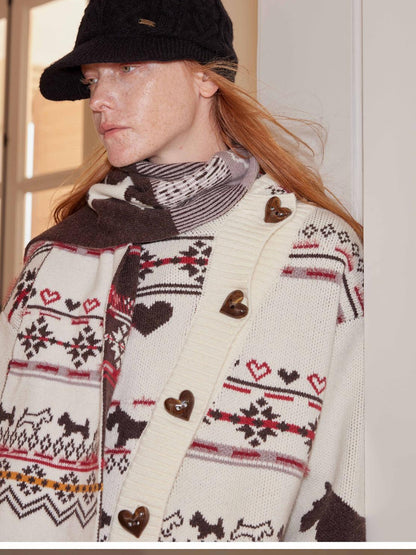 2th Desire Vintage Cable Knit Beanie With Heart Design