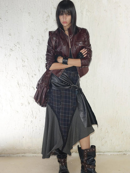 Vintage Distressed Punk Zipper Biker Jacket