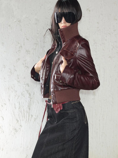 Vintage Distressed Punk Zipper Biker Jacket