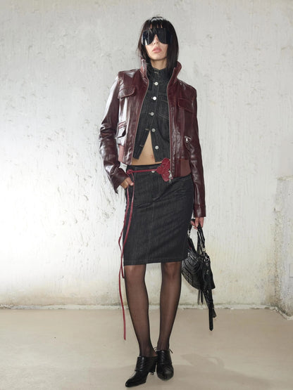 Vintage Distressed Punk Zipper Biker Jacket