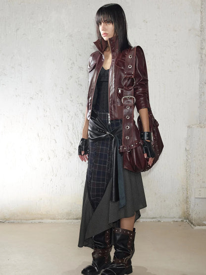 Vintage Distressed Punk Zipper Biker Jacket