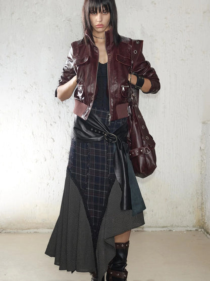 Vintage Distressed Punk Zipper Biker Jacket