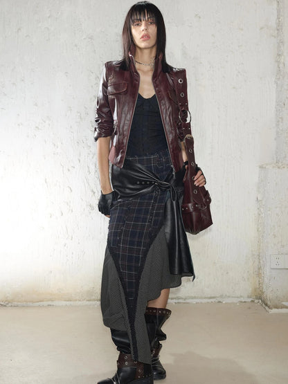 Vintage Distressed Punk Zipper Biker Jacket