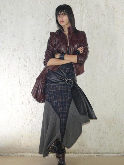 Vintage Distressed Punk Zipper Biker Jacket
