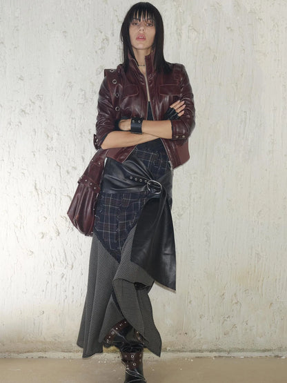 Vintage Distressed Punk Zipper Biker Jacket