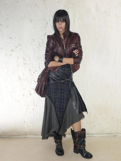 Vintage Distressed Punk Zipper Biker Jacket