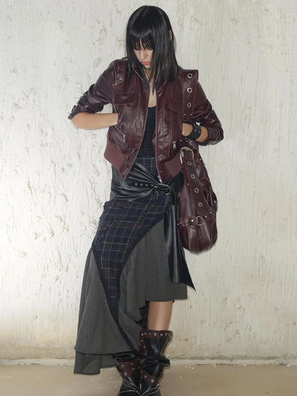 Vintage Distressed Punk Zipper Biker Jacket