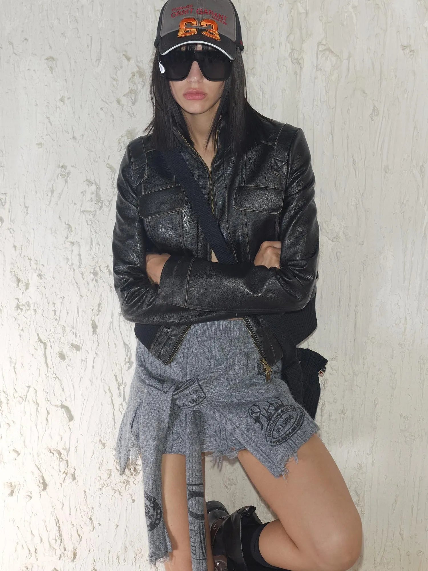 Vintage Distressed Punk Zipper Biker Jacket