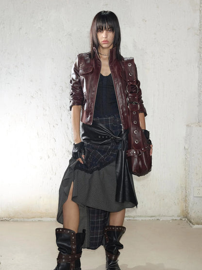Vintage Distressed Punk Zipper Biker Jacket