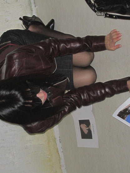 Vintage Distressed Punk Zipper Biker Jacket
