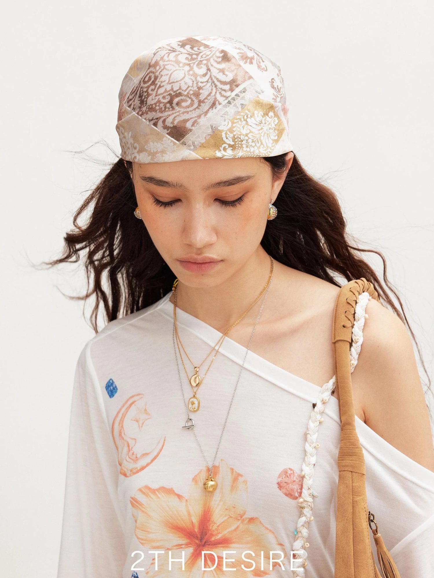 Vintage Floral Satin Bandana Scarf