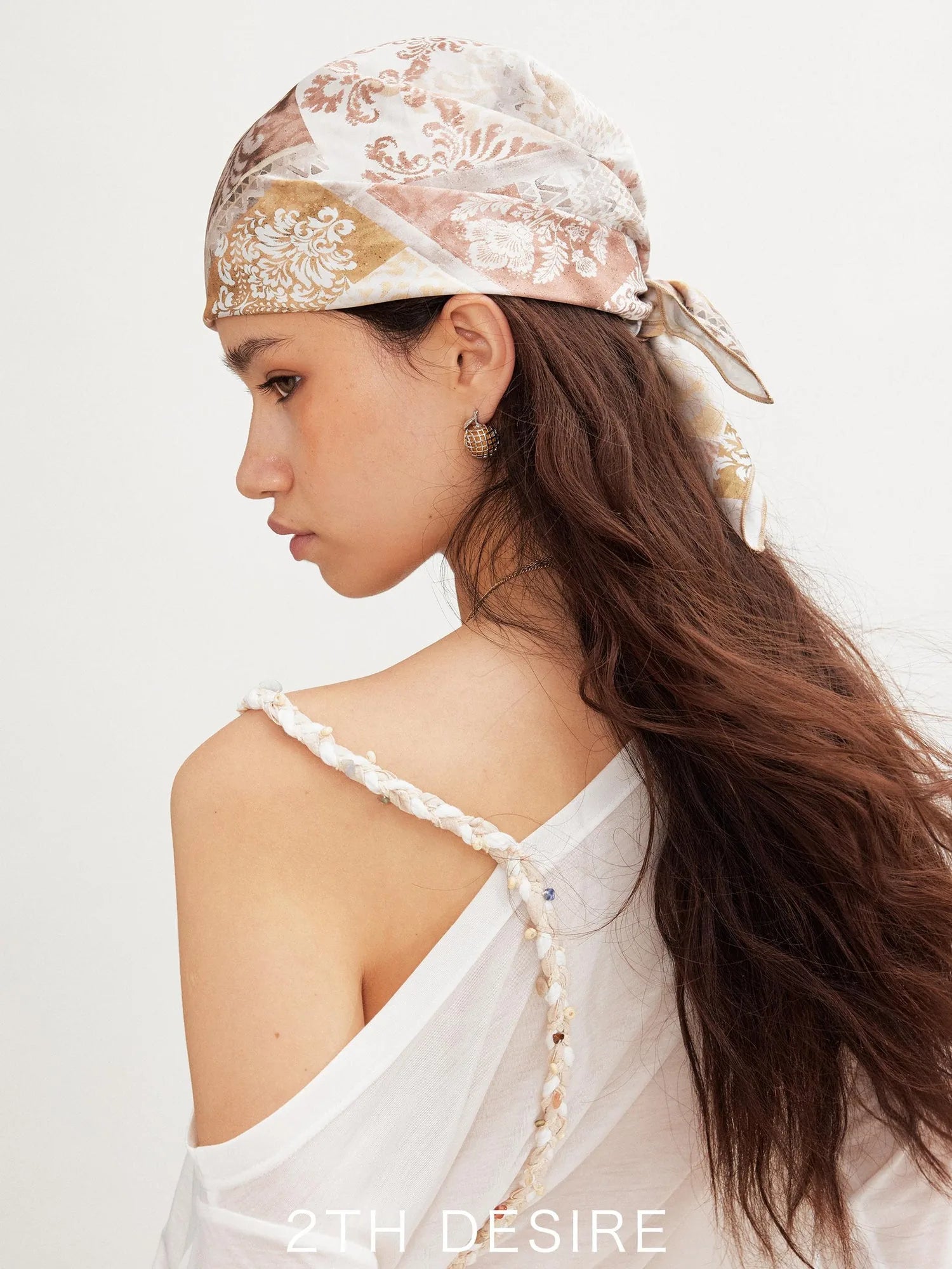 Vintage Floral Satin Bandana Scarf