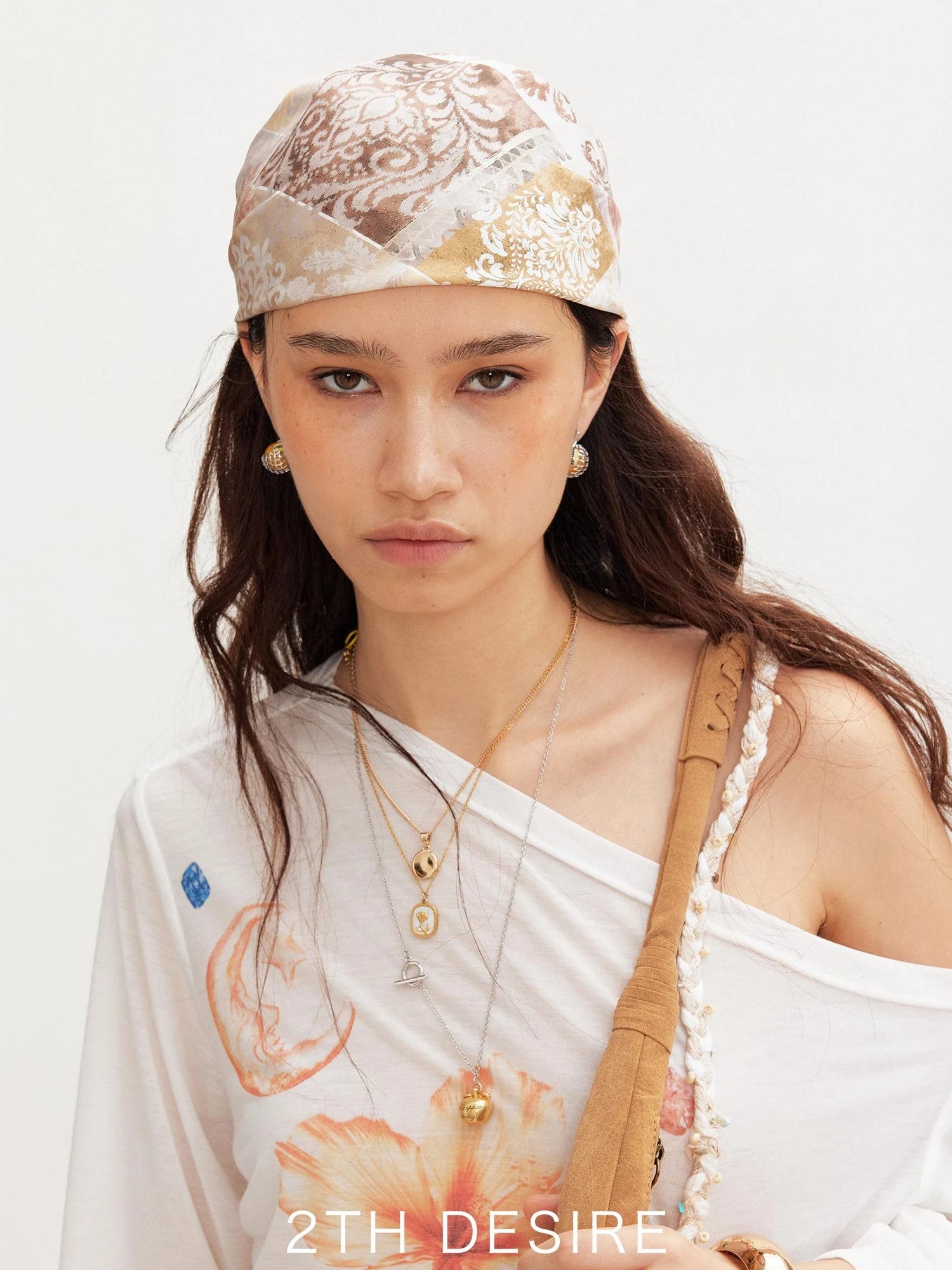 Vintage Floral Satin Bandana Scarf