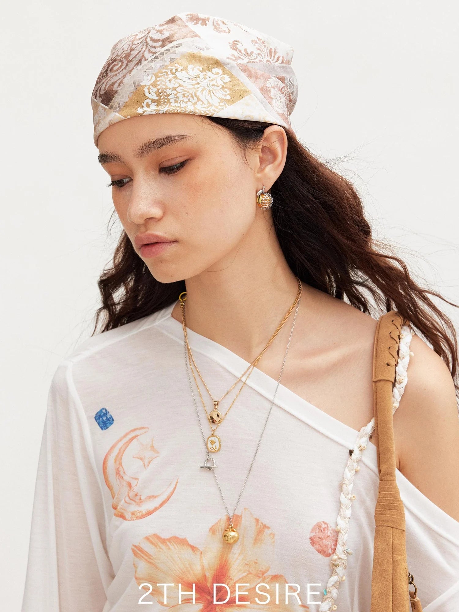 Vintage Floral Satin Bandana Scarf