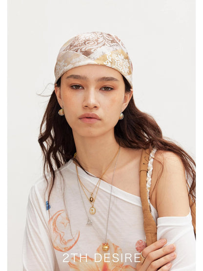 Vintage Floral Satin Bandana Scarf