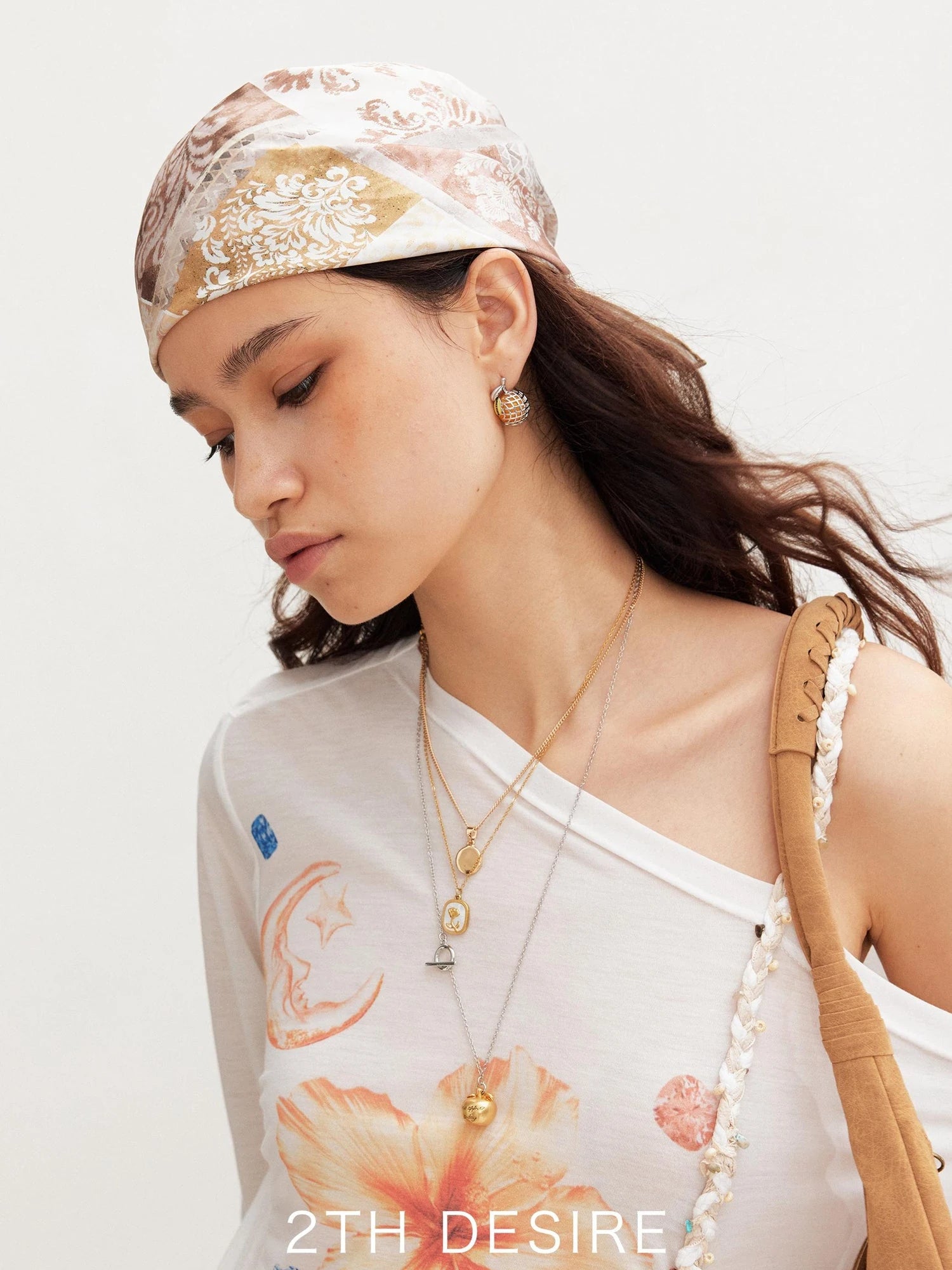 Vintage Floral Satin Bandana Scarf