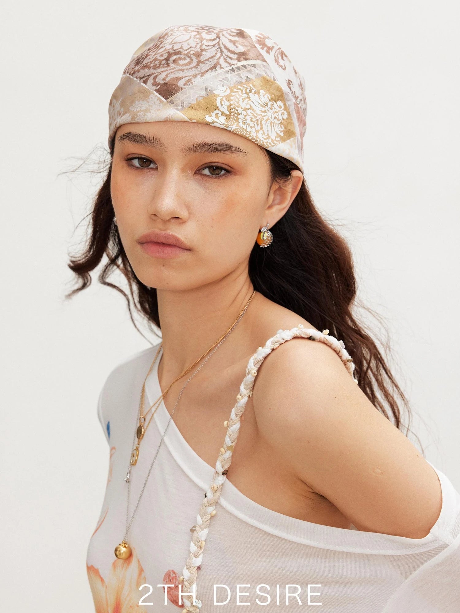 Vintage Floral Satin Bandana Scarf