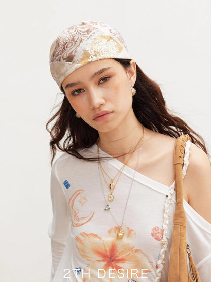 Vintage Floral Satin Bandana Scarf