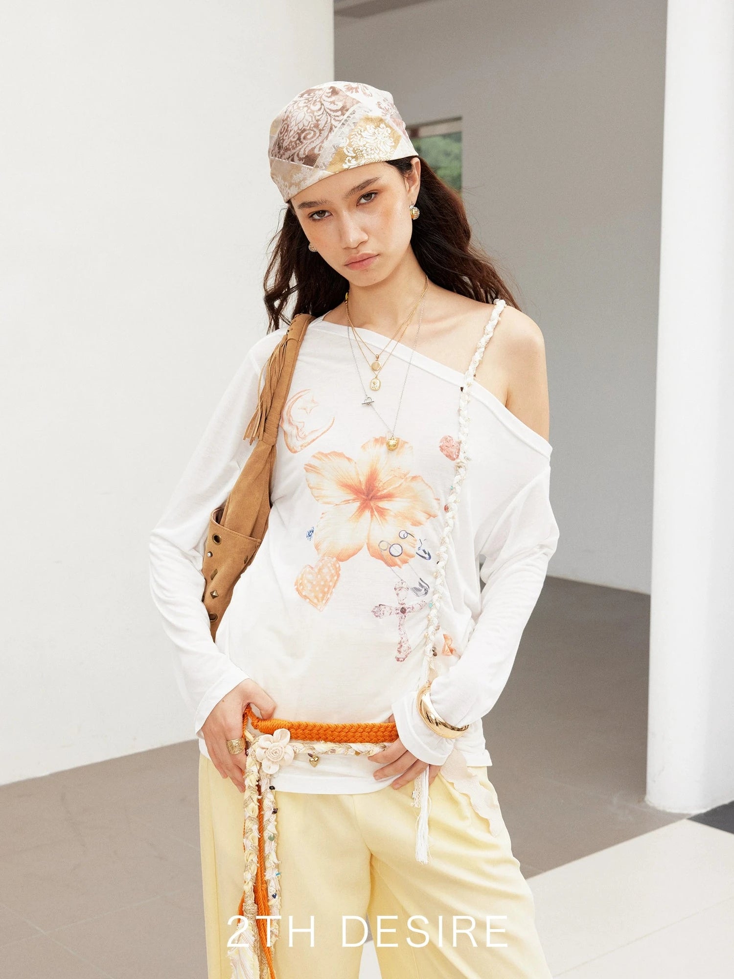 Vintage Floral Satin Bandana Scarf