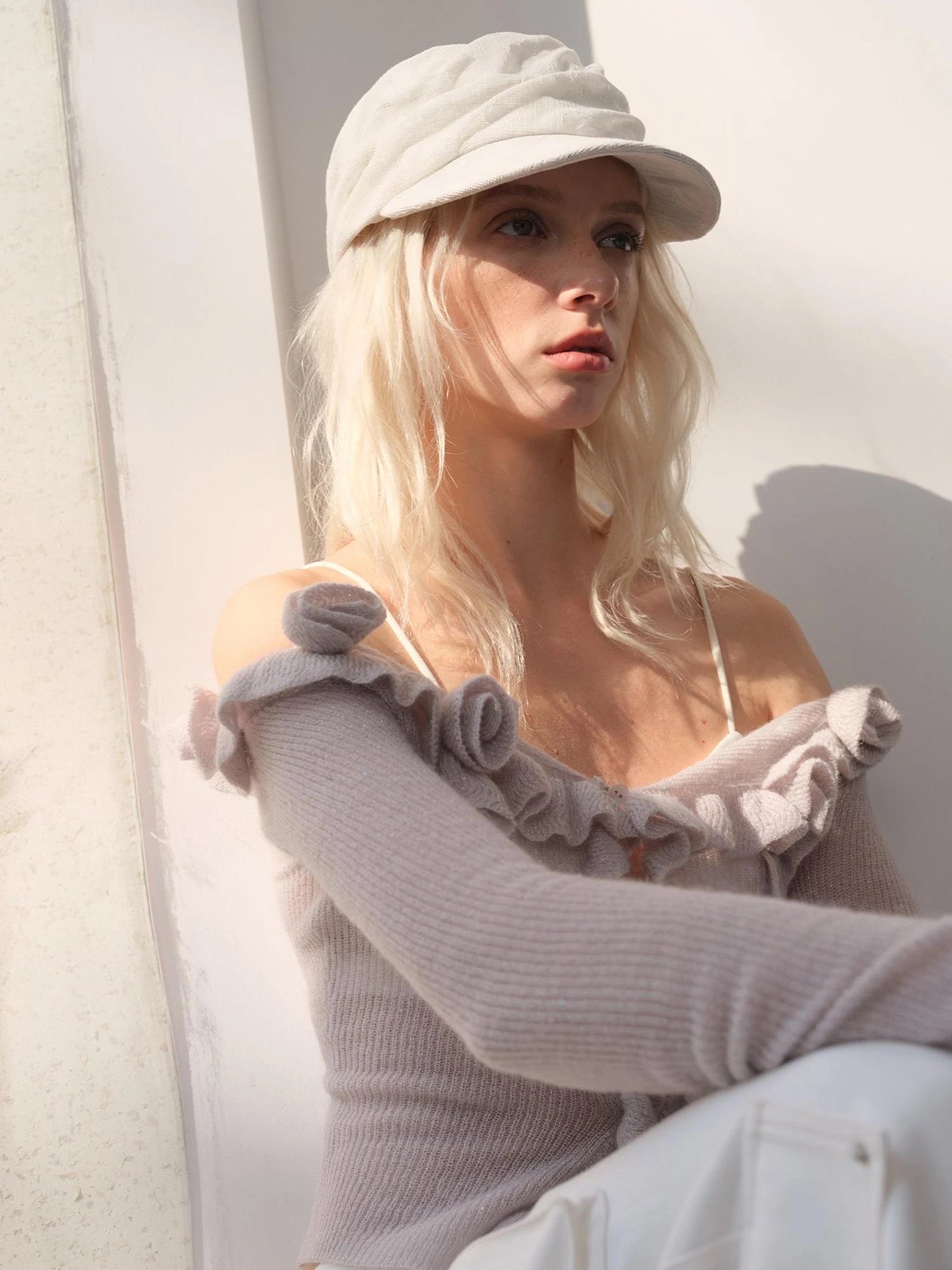 Vintage Lace Twist Fold Newsboy Cap For Women