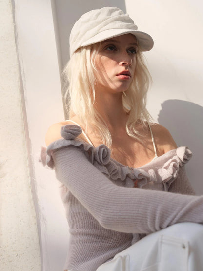 Vintage Lace Twist Fold Newsboy Cap For Women