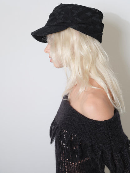 2th Desire Vintage Lace Twist Fold Newsboy Cap For Women