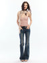 2th Desire Vintage Leopard Print Lettuce Edge Women&