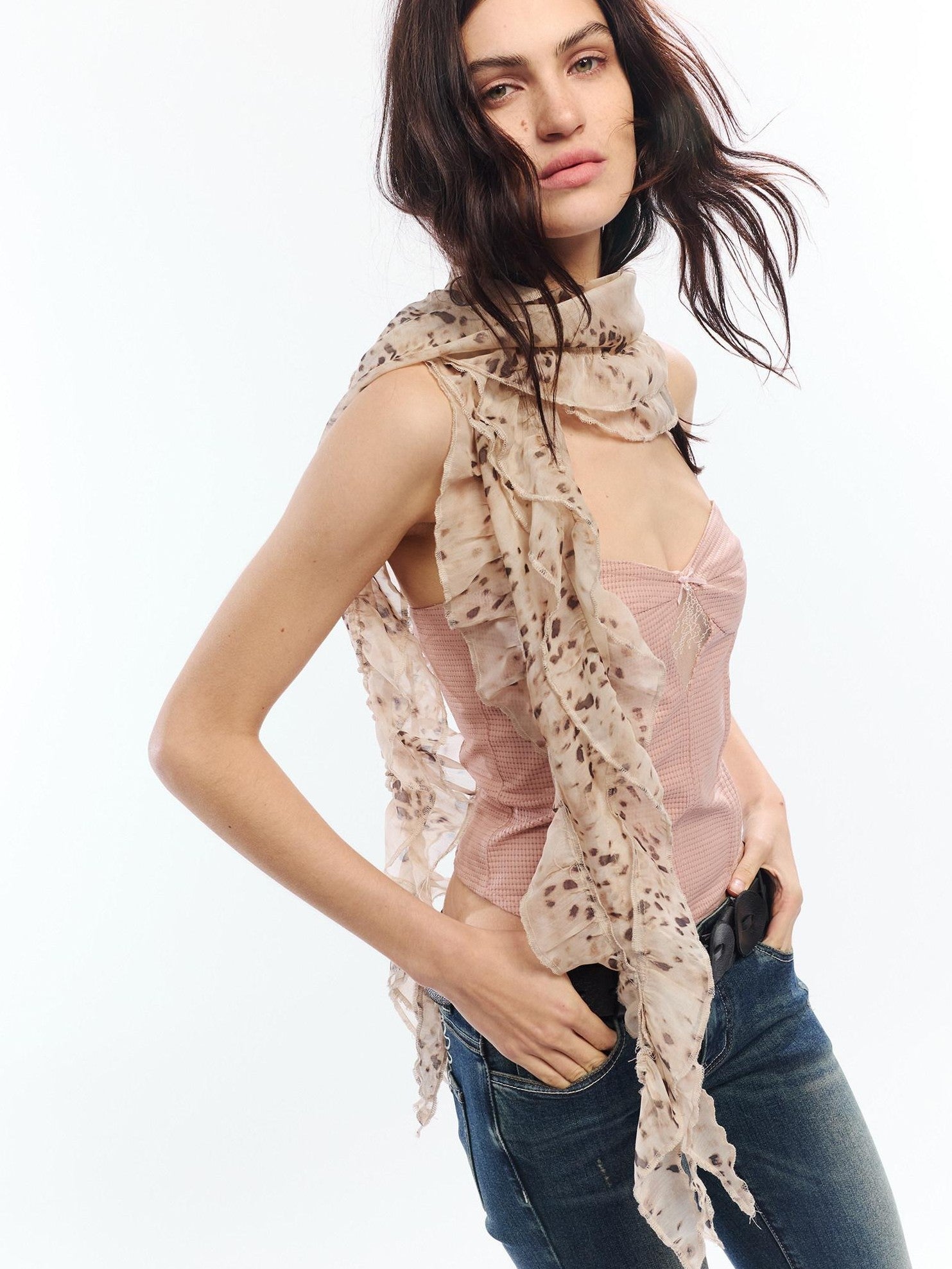 2th Desire Vintage Leopard Print Lettuce Edge Women&