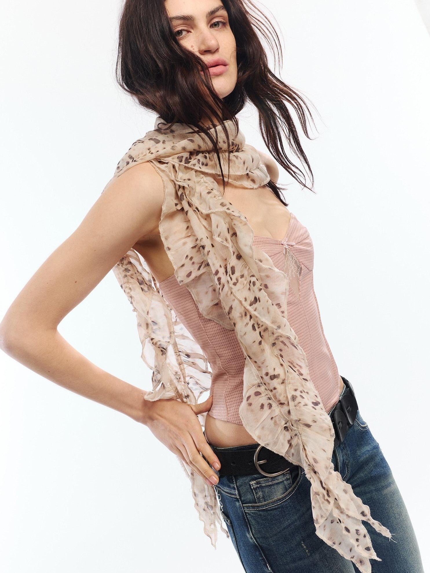2th Desire Vintage Leopard Print Lettuce Edge Women&