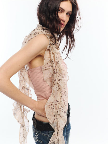 2th Desire Vintage Leopard Print Lettuce Edge Women&