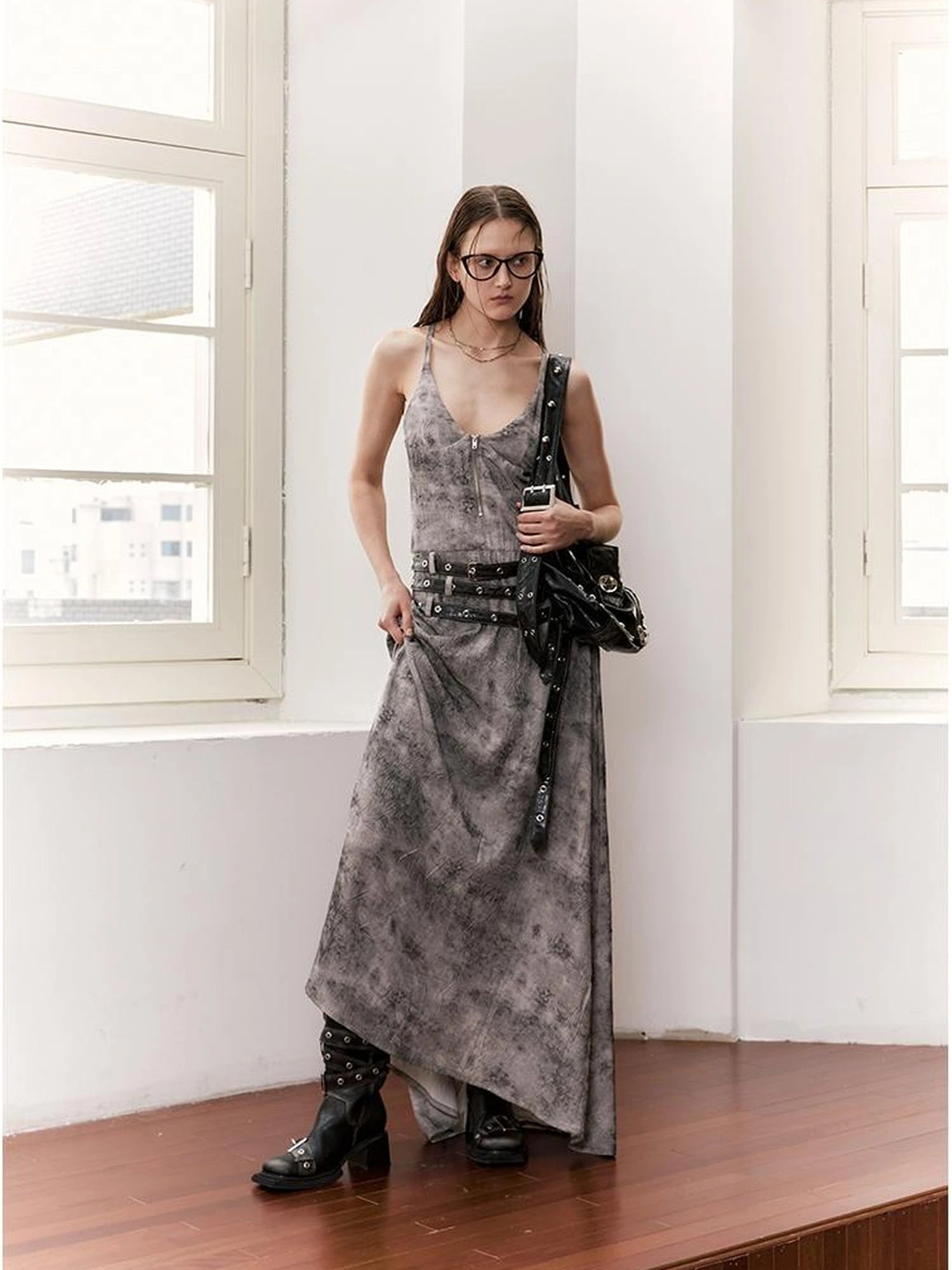 Vintage Multi Belted Velvet Maxi Dress