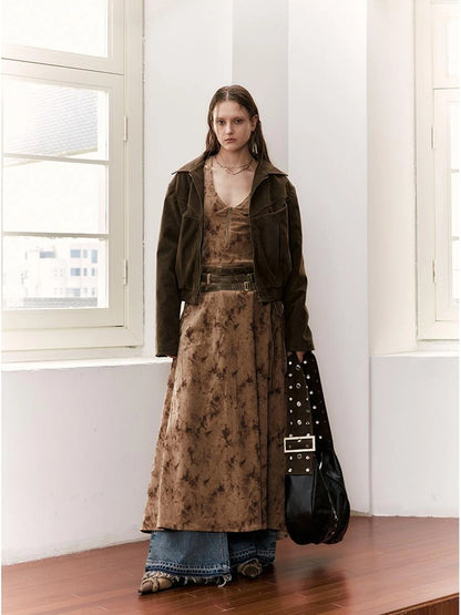 Vintage Multi Belted Velvet Maxi Dress
