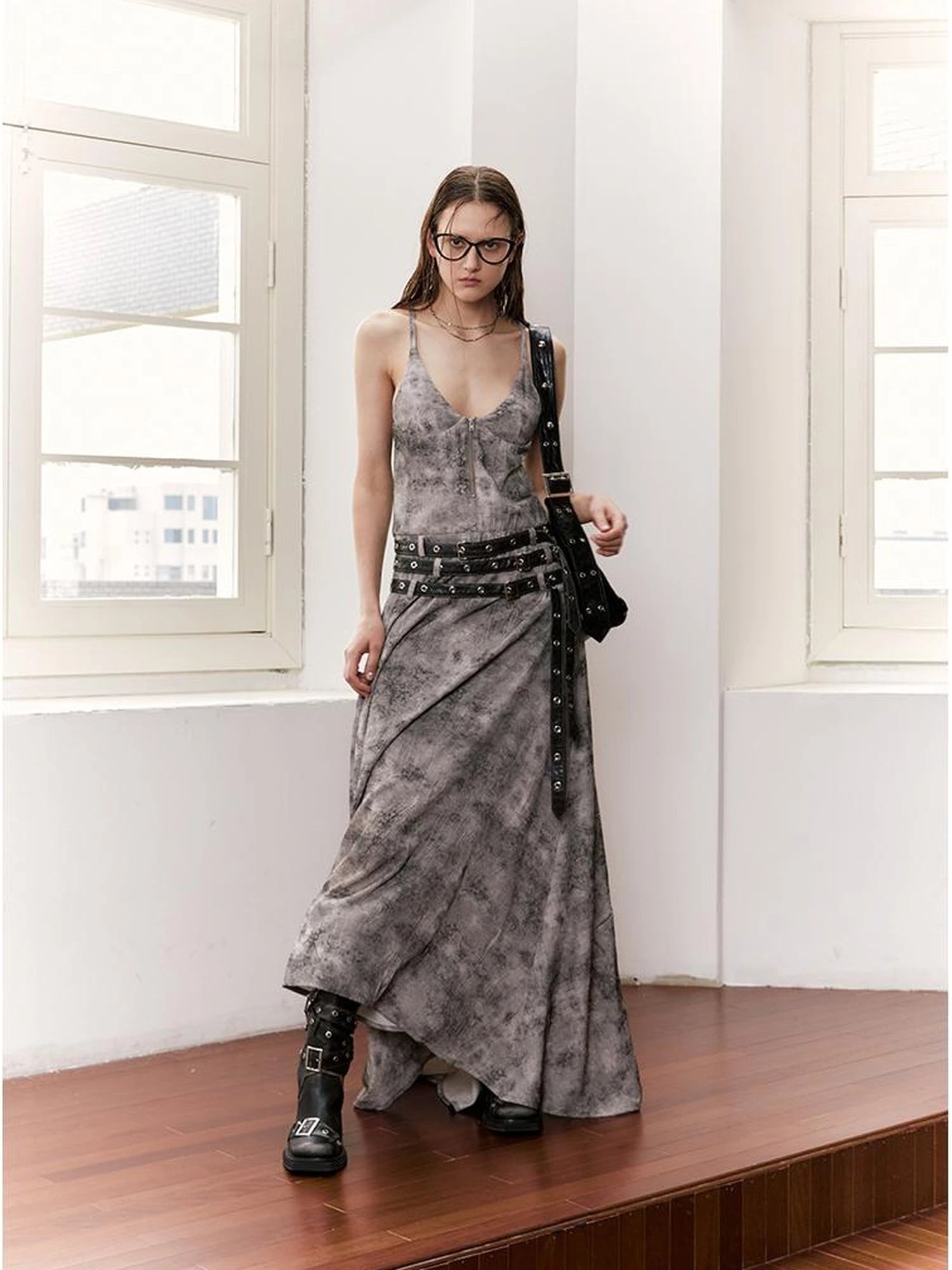 Vintage Multi Belted Velvet Maxi Dress