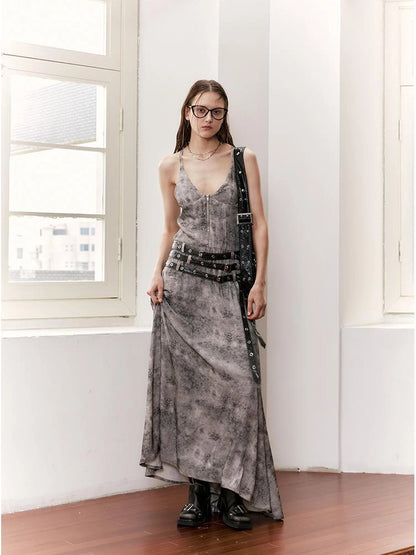 Vintage Multi Belted Velvet Maxi Dress