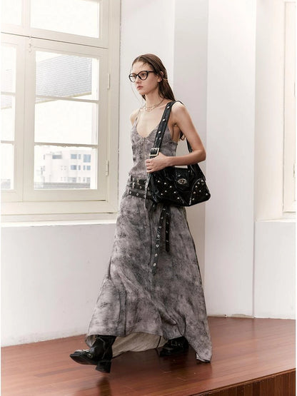 Vintage Multi Belted Velvet Maxi Dress