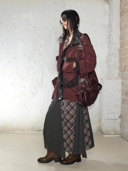 Vintage Plaid Wool Blend Sleeveless Slip Maxi Dress