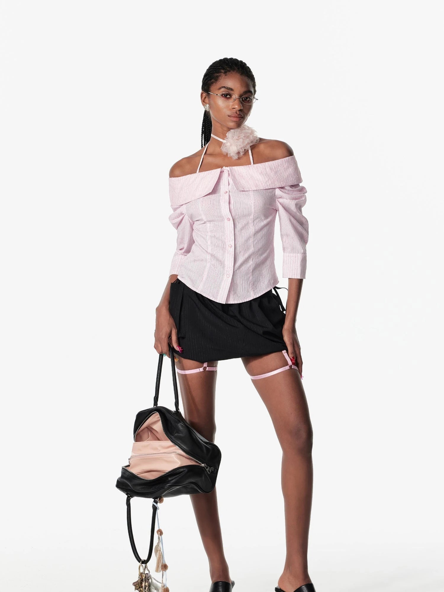 Vintage Pleated Bow Tie A Line Mini Skirt