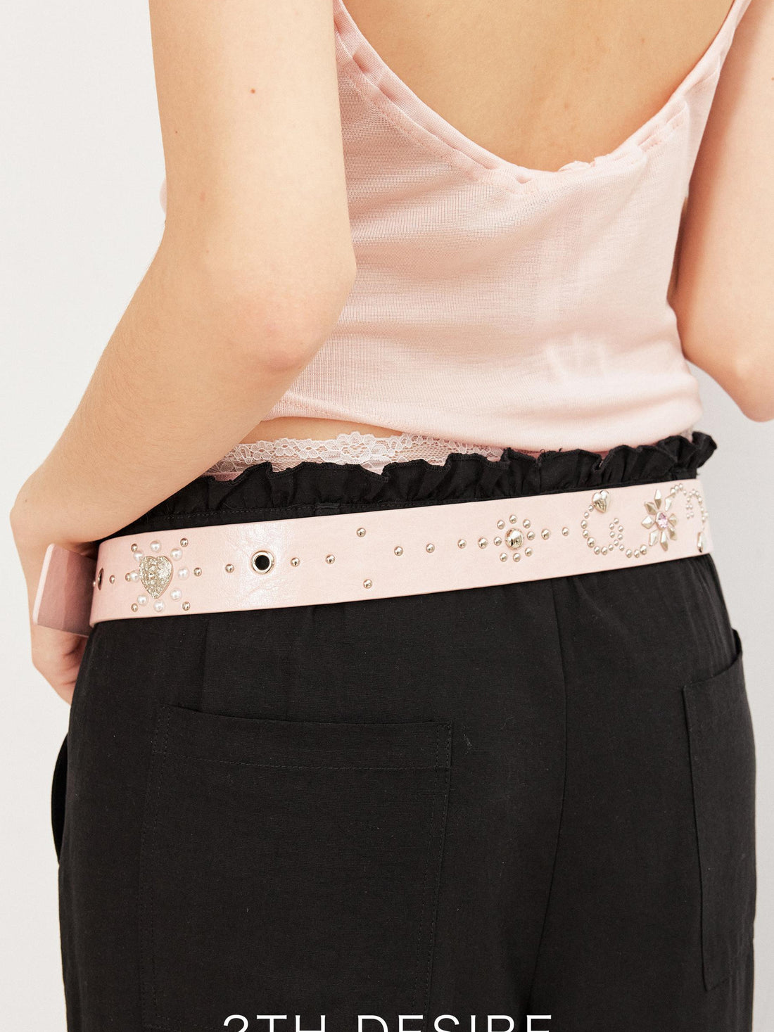 2th Desire Vintage Polka Dot Leopard Belt With Custom Rivets Studs