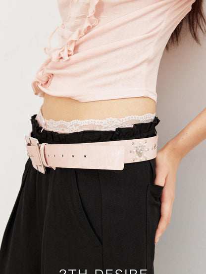 2th Desire Vintage Polka Dot Leopard Belt With Custom Rivets Studs