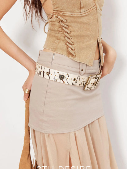 Vintage Polka Dot Leopard Belt With Custom Rivets Studs