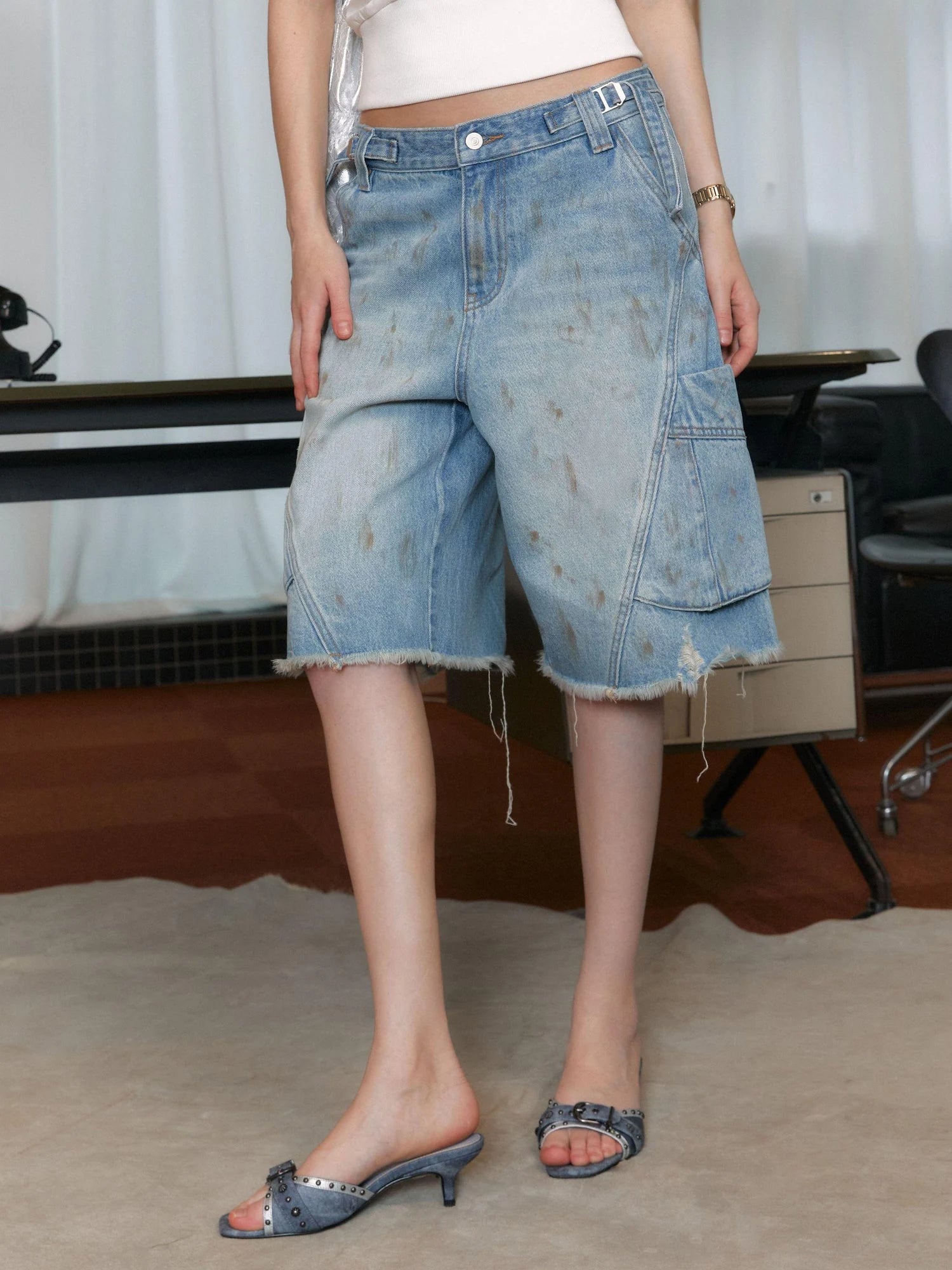 Vintage Punk Fish Mouth Kitten Heel Mules