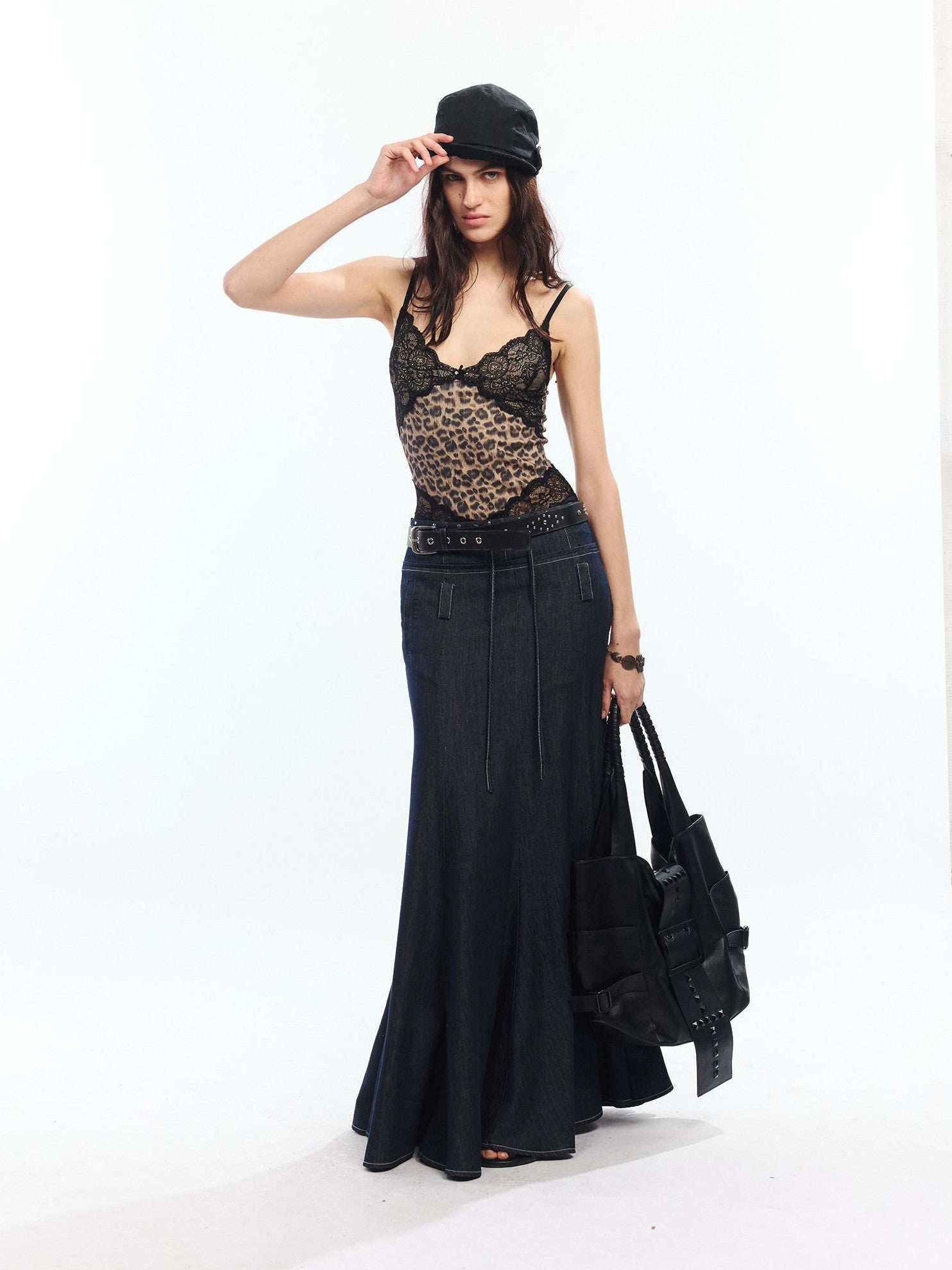2th Desire Vintage Rose Leopard Print Lace Splice Women&