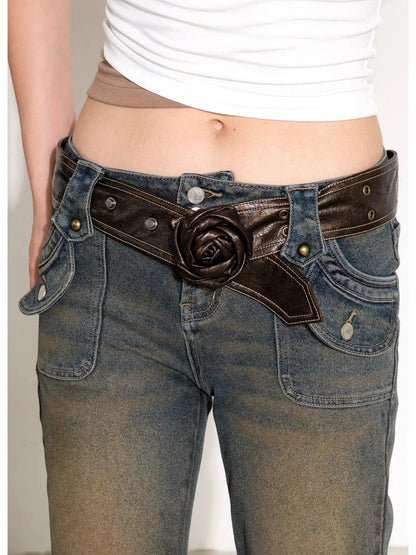 Vintage Rose Y2K Waist Chain Belt In Brown