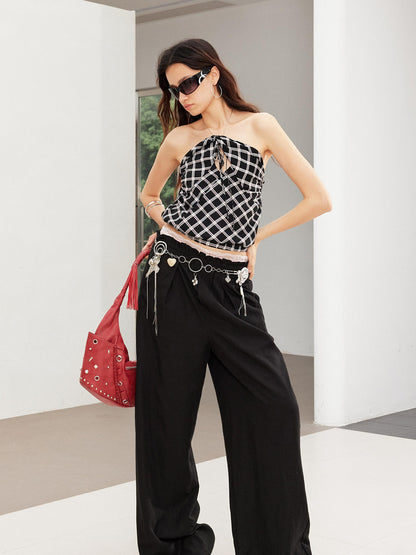 2th Desire Vintage Snake Print Ruffle Tie Up Crop Top