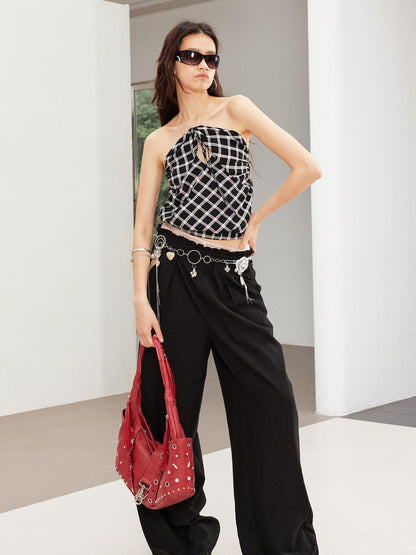 2th Desire Vintage Snake Print Ruffle Tie Up Crop Top